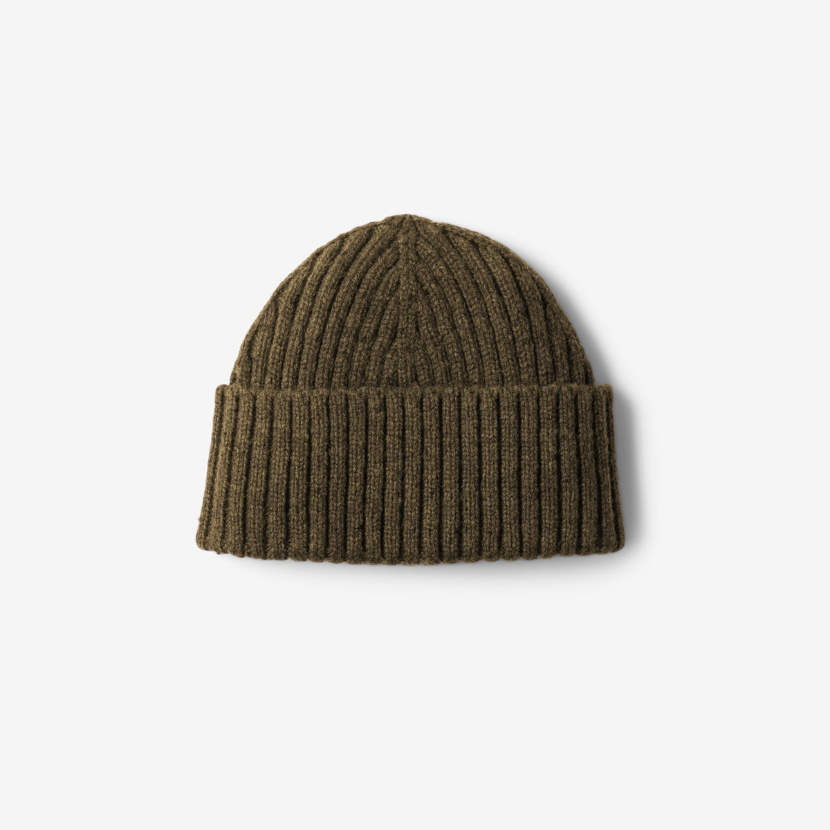 Oversized Merino Wool Beanie Fleece Lined Cuffed Watch Cap Classic Wool Watch Cap - Olive - Red Clouds Collective - Made in the USA main image 4
