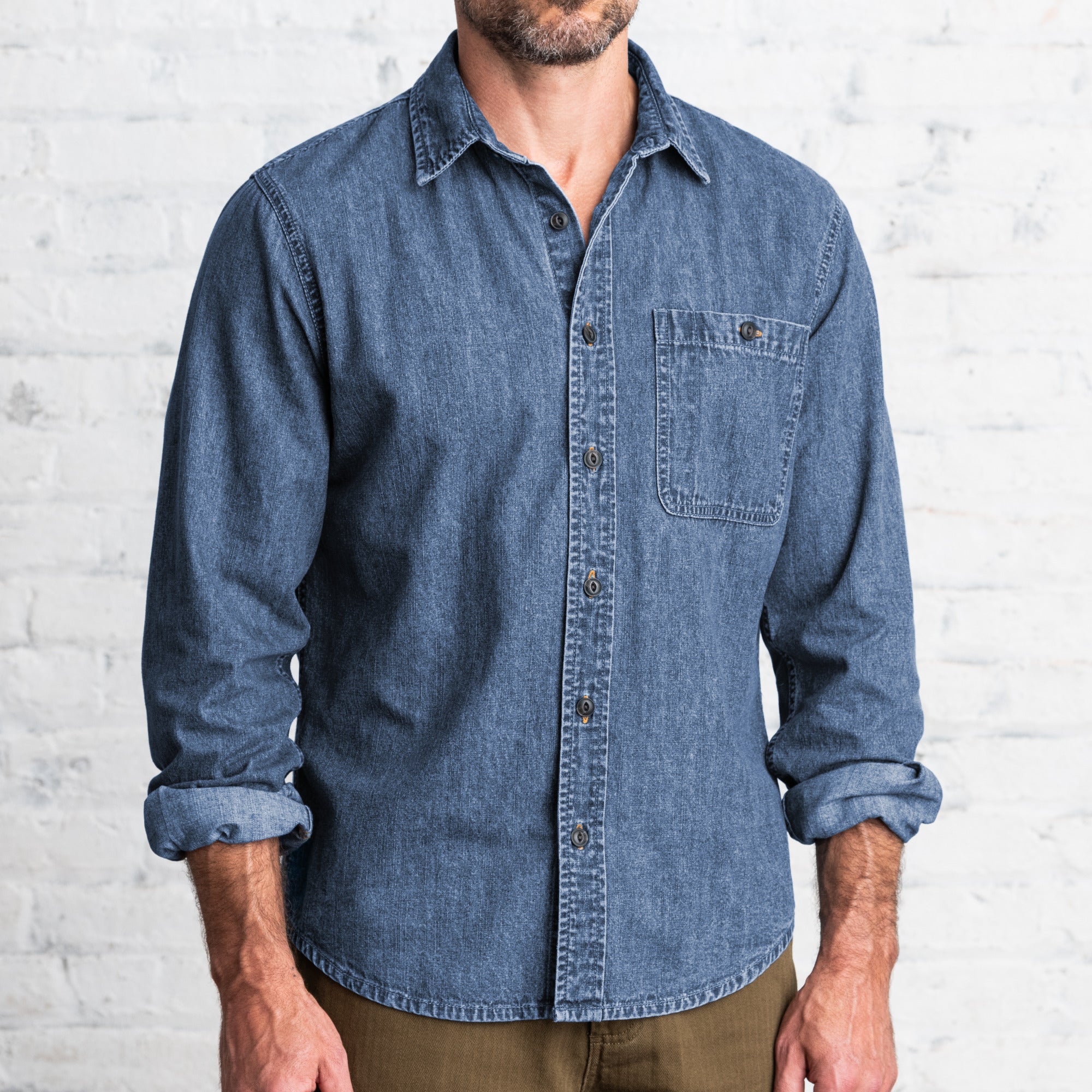 foundry dress shirts Line of Trade Foundry Denim Shirt Washed Black / XXL