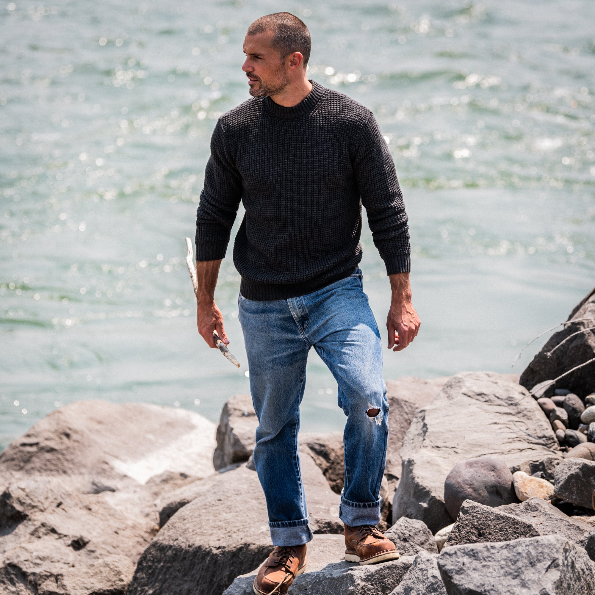 Norfolk Waffle Knit Sweater – Line of Trade